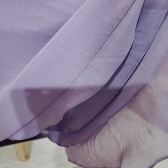 Jasmine Boutique- Lilac Halter Ruched Flowy Midi Mesh Dress - Picture 12 of 16